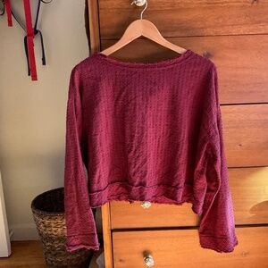 Free People Bell Sleeve Pindot Bowtie Back Blouse